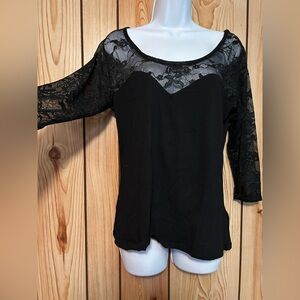 H & M New Elegant Black Lace Women's Top size L
